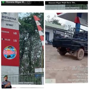 Sintang.Kalbar. -SPBU 3 T pribang baru kec tempunak kab sintang. melakukan pengisian BBM Subsidi jenis solar dan petralit ke konsumen dengan jerigen dengan menggunakan mobil pickup kijang,Hilux dan sejenis nya,sampai ke kendaraan roda dua menggunakan keranjang untuk penggankutan nya.
