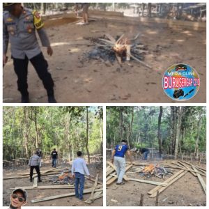 Kapolsek.IPTU ABDUL HADI .SH Sepauk Pimpin Langsung Pembongkaran Arena Judi Sabung Ayam Dan Berikan Himbauan Kepada Masyarakat Desa Lengkenat 